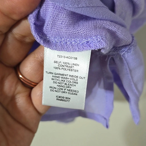 SANCTUARY Nwt Orchid Lilac Sleeveless 100% Linen Notch Neck Lightweigh Top, XL - Picture 7 of 16